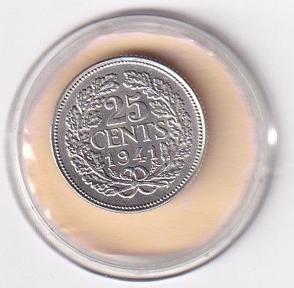 25 Cent 1941 Zeer Fraai, Verzenden, Zilver, 25 cent, Koningin Wilhelmina