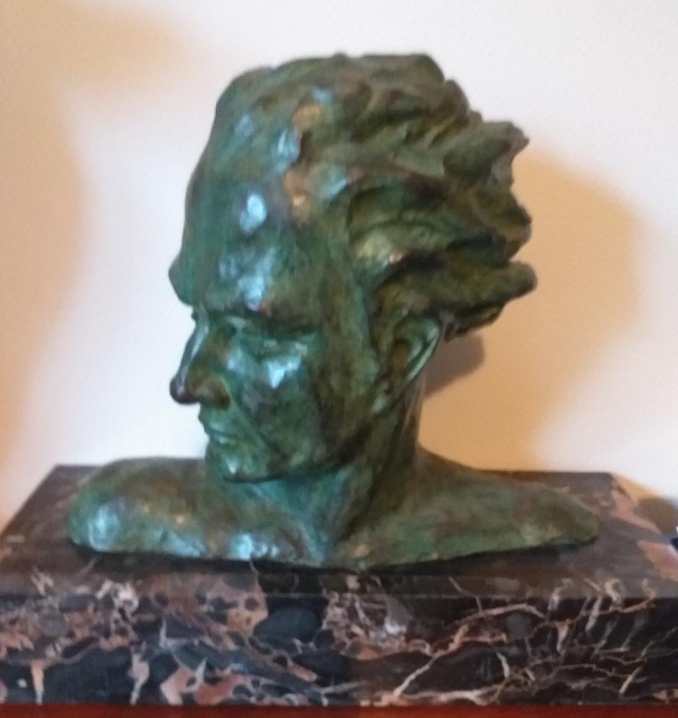bronzen borstbeeld, Antiek en Kunst, Ophalen, Buste, 20 - 50 cm, Man