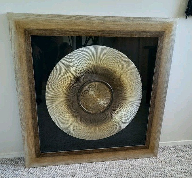 Goudkleurig wanddecoratie ingelijst (90×90 cm), Ophalen, Hout, Decoratieobject, Ingelijst