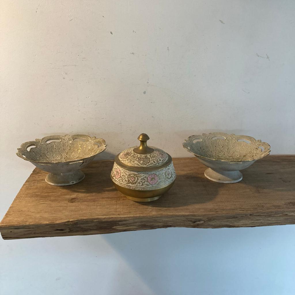 Decoratieve set: Messing schaaltjes en bakje, Ophalen of Verzenden