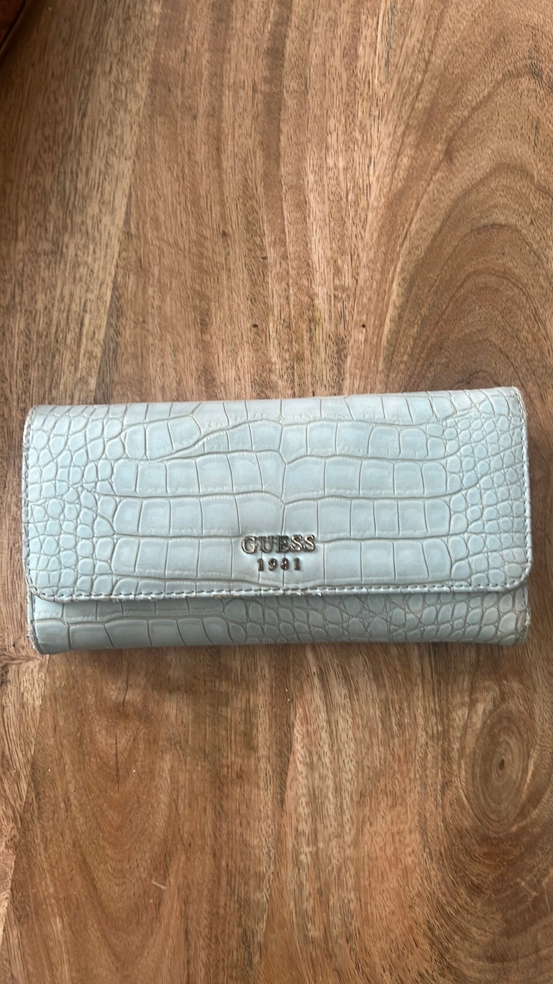 Guess portemonnee met slangenprint - Lichtblauw, Verzenden, Gebruikt, Blauw, Guess