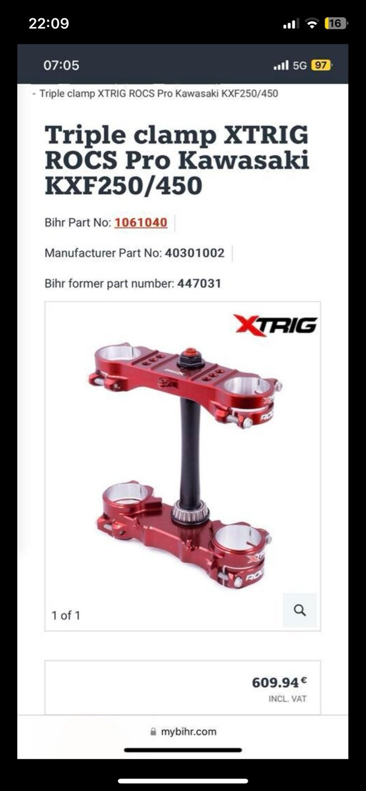 XTRIG ROCS Pro Kroonplaat Kawasaki KXF250/450, Motoren, Ophalen of Verzenden, Gebruikt