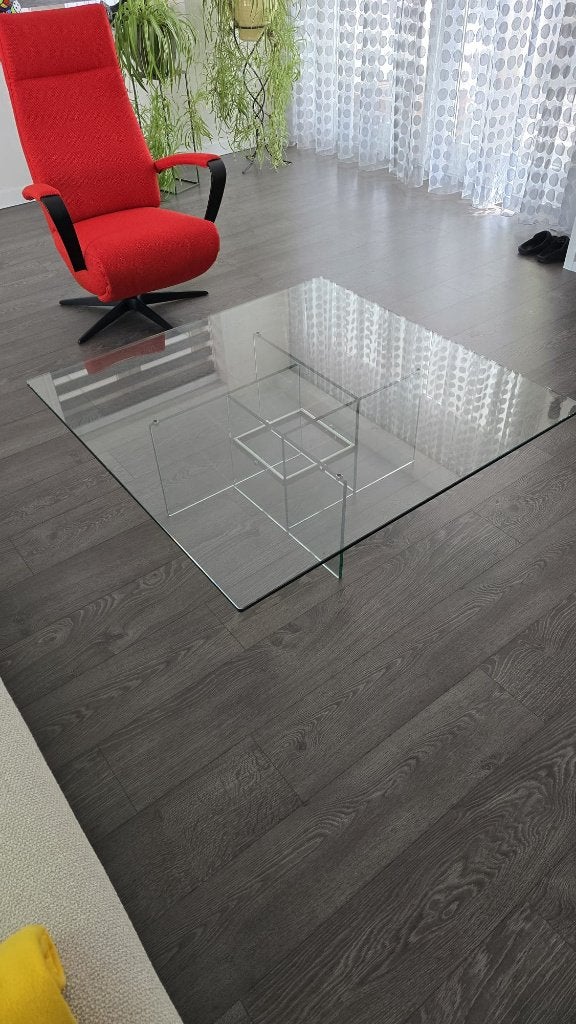 vintage designer salontafel glas, Huis en Inrichting, Tafels | Salontafels, Ophalen, 50 tot 100 cm, Italiaans vintage designer