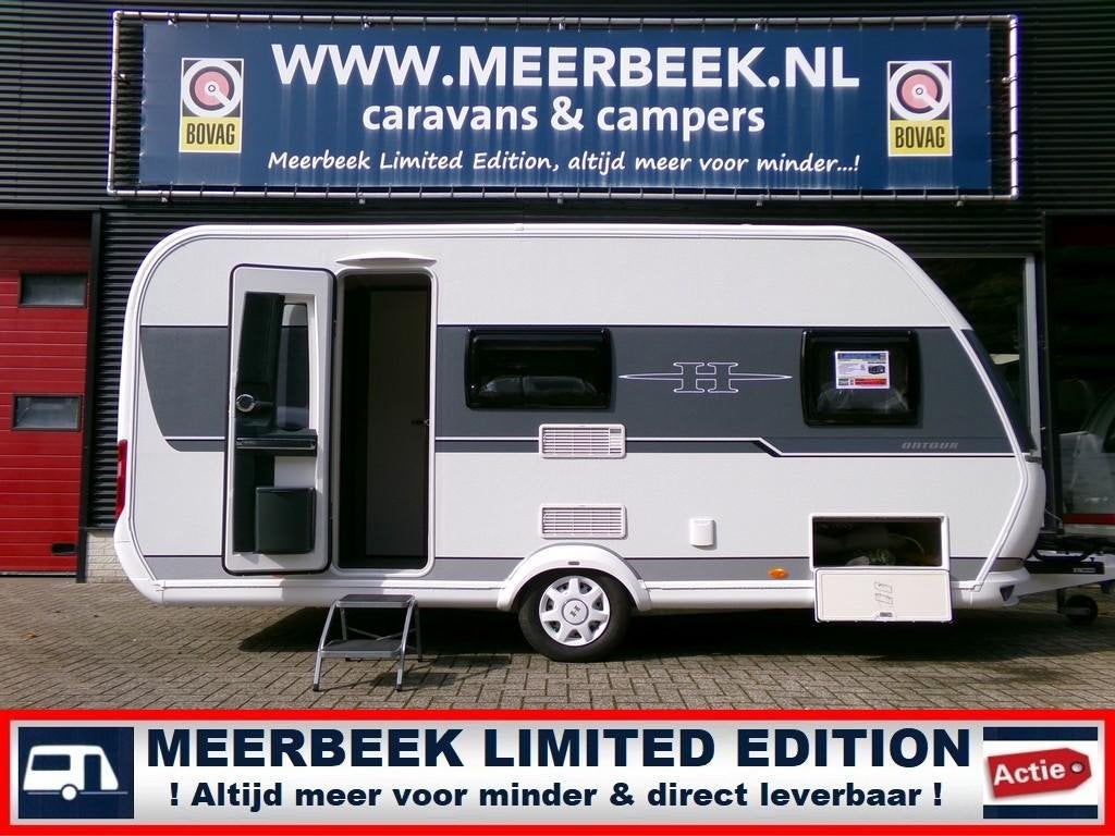Hobby On Tour 470 KMF+VOORTENT +FIETSENDRAGER +STAPELBED, Schokbreker, Hobby, Particulier, Tot en met 6