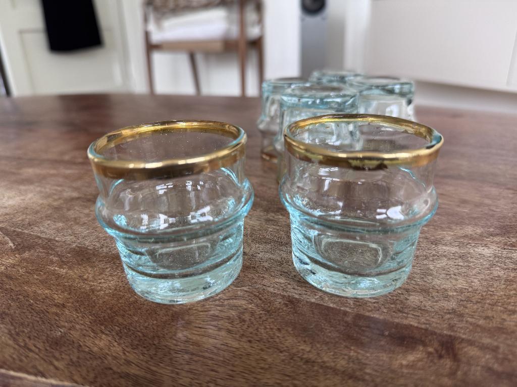Marokkaanse mondgeblazen borrelglaasjes, Ophalen of Verzenden, Gebruikt, Borrel- of Shotglas