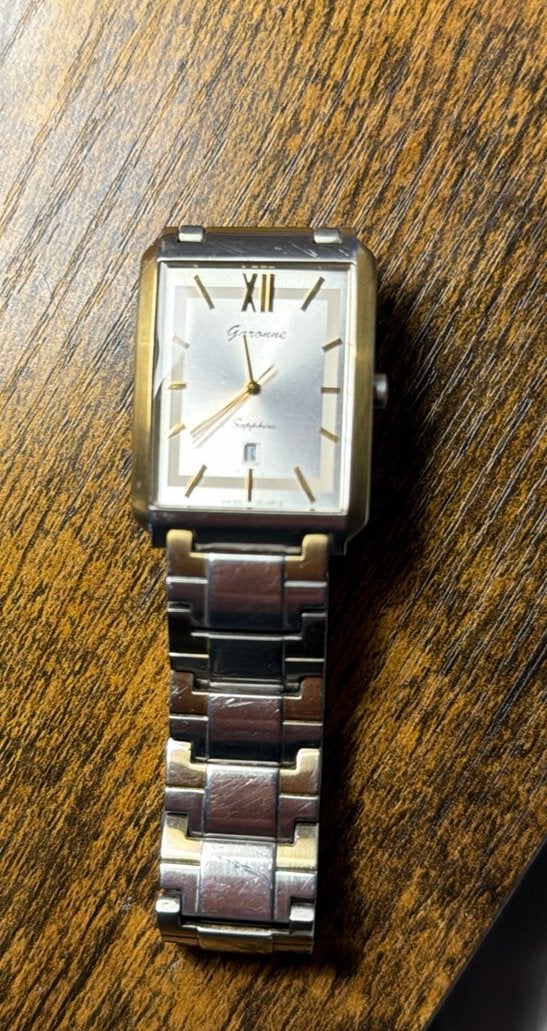 Garonne Swiss Quartz saffierglas (Sapphire), Ophalen of Verzenden, Zo goed als nieuw, Staal, Overige merken