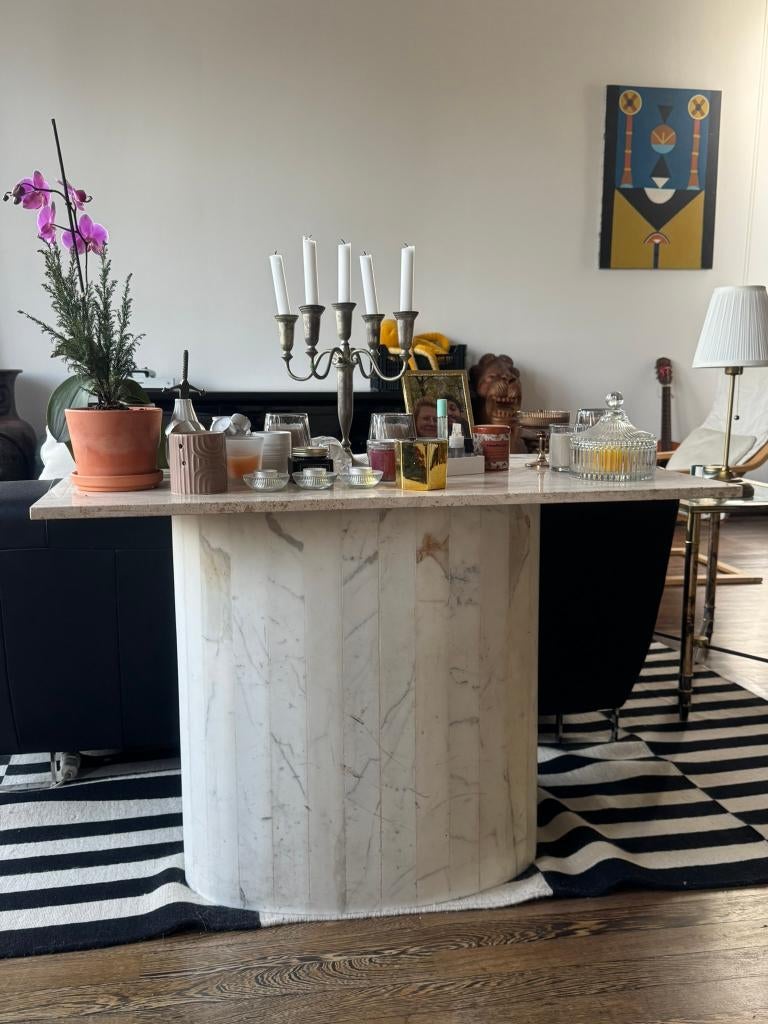 Postmoderne Marmeren/Travertin Console Tafel / Wandtafel, Huis en Inrichting, Kasten | Televisiemeubels, Ophalen, Overige materialen