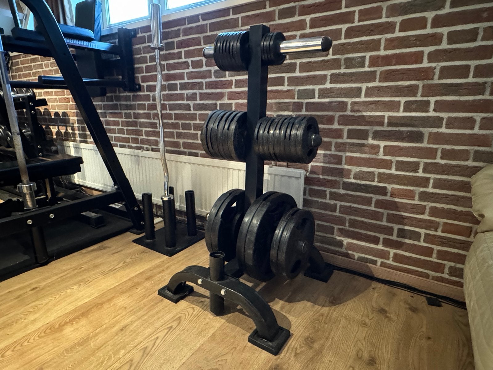 Barbarian stalen halterschijven incl. weight tree, Ophalen, Gebruikt, Halterschijven