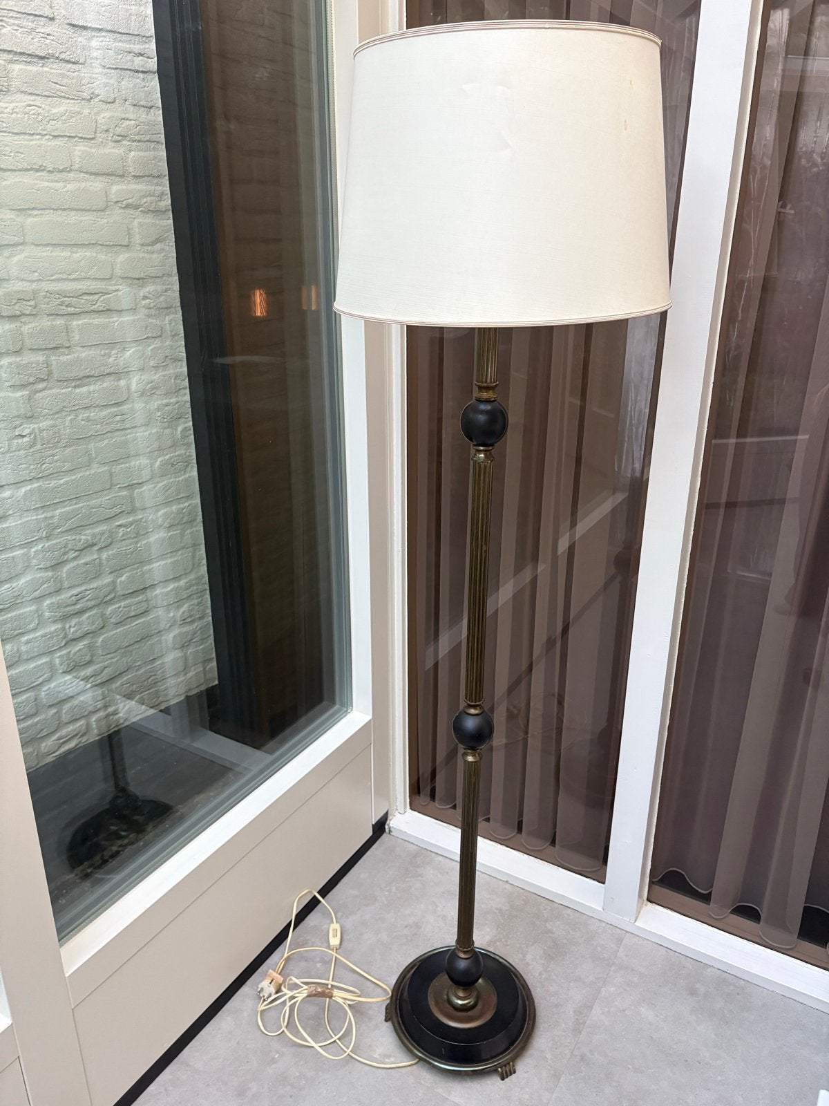 Vintage Grote Vloer Staande Lamp Klassiek Brons Antiek, Ophalen of Verzenden