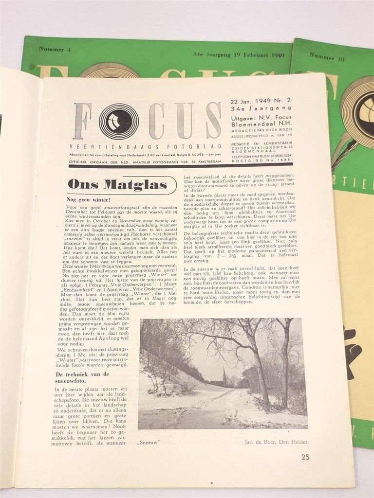 Focus — 3 Fototijdschriften 1949, 34e Jaargang, Ophalen of Verzenden, Gelezen