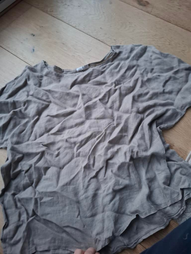 Linnen blouse maat 40 khaki, Ophalen of Verzenden