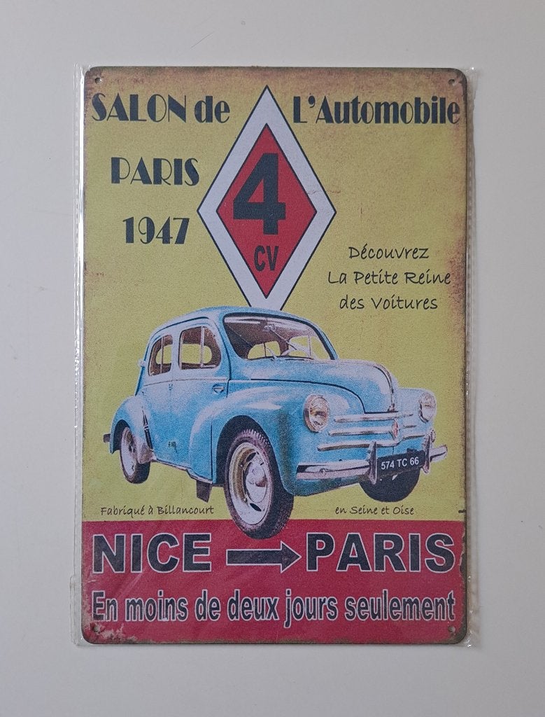 Renault 4 cv - 1947 - - Metalen Bord -, Ophalen of Verzenden, Nieuw, Auto's