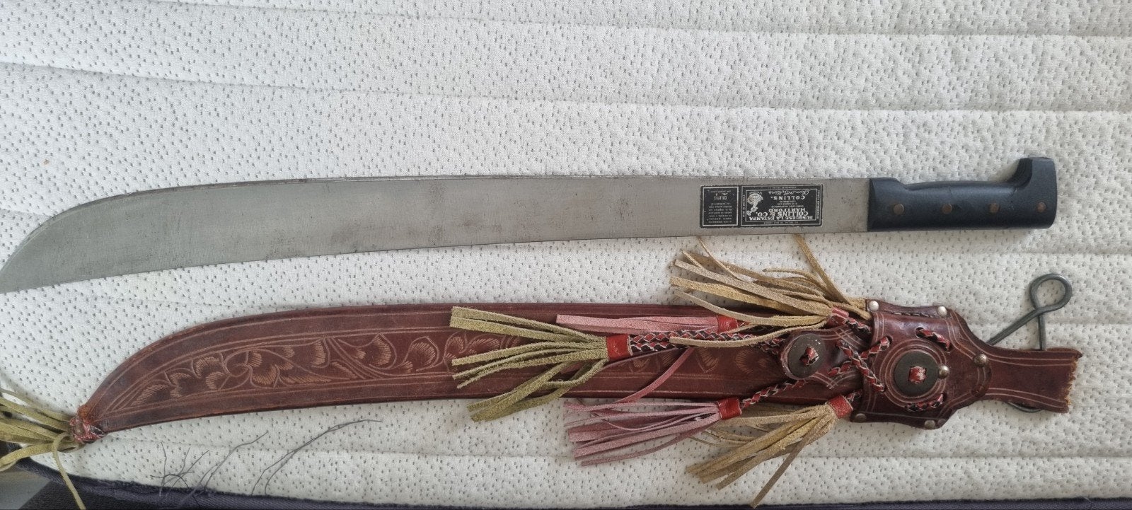 Collins & Co. 28" Machete met lederen schede, Antiek en Kunst, Ophalen