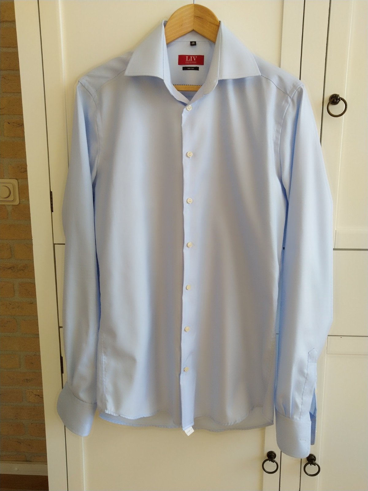 lichtblauwe overhemd, maat 39 met extra mouwlengte, Kleding | Heren, Overhemden, Blauw, LIV, Zo goed als nieuw, Halswijdte 39/40 (M)