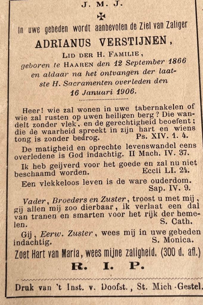 Adrianus Verstijnen Haaren 1866, Ophalen of Verzenden