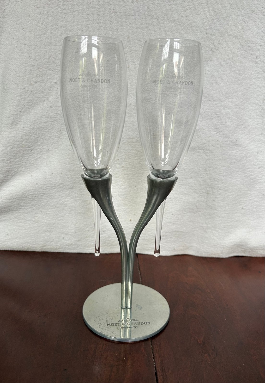 Moët & Chandon kristallen champagneglazen in houder, Ophalen of Verzenden