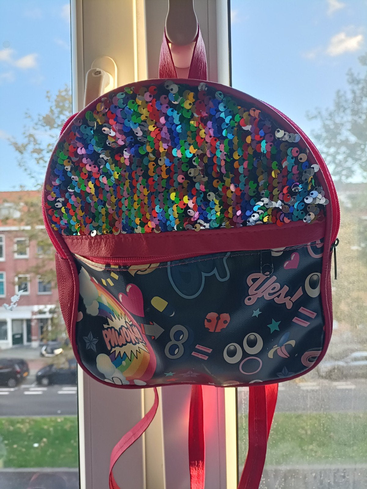 Glitter rugtas 24x20 cm, Overige merken, Gebruikt, Ophalen of Verzenden, Minder dan 25 cm