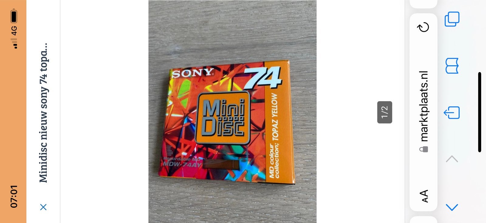 Nieuwe Sony Minidisc 74 Oranje - MD Colour Collection, Ophalen of Verzenden, Minidisc-speler
