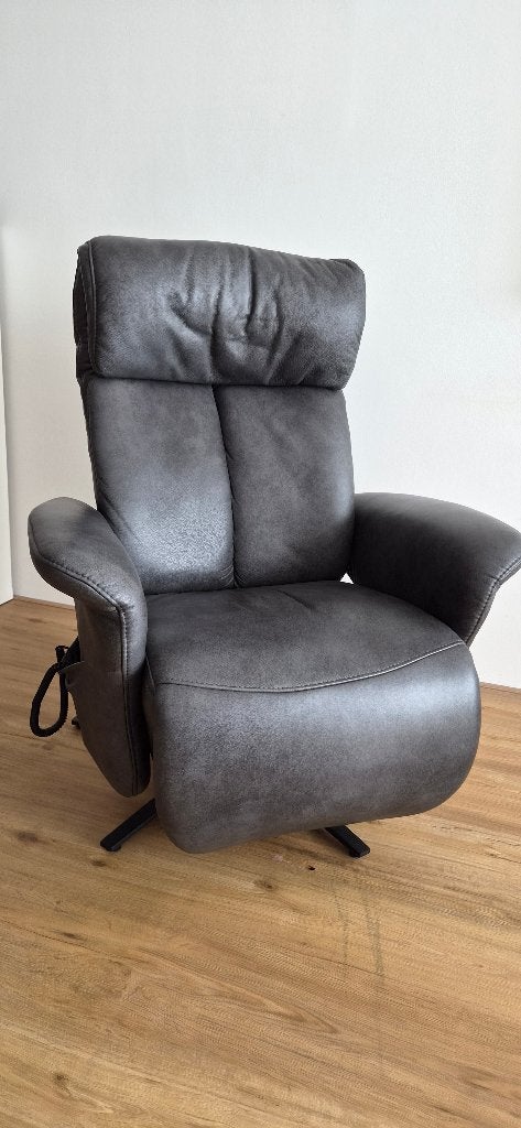 Relaxfauteuil elektrisch verstelbaar, draaibaar, Ophalen, Gebruikt, 75 tot 100 cm, Leer