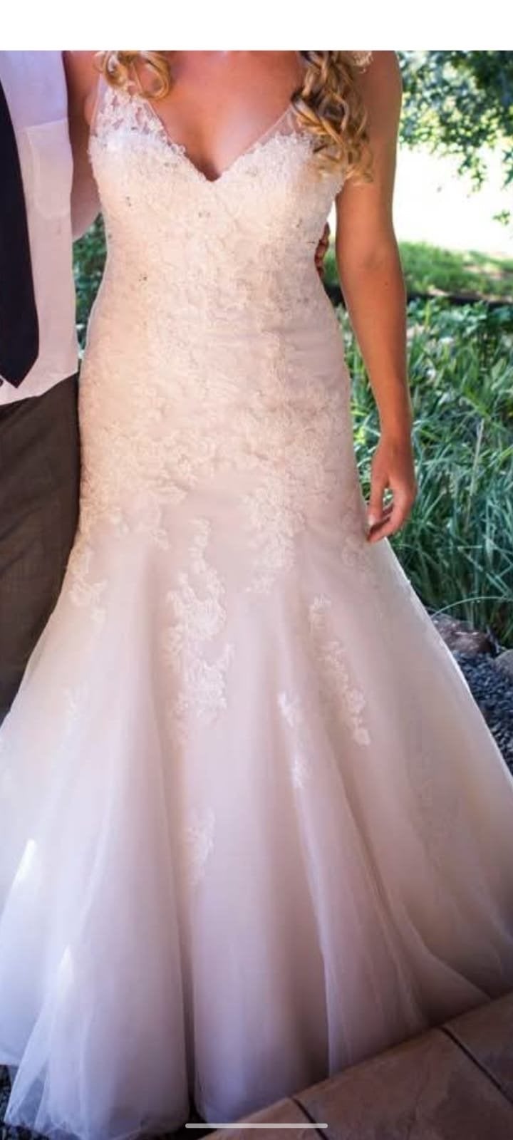 Prachtige witte trouwjurk met blush/licht roze tinten, Ophalen, Trouwjurk, Wit, Gedragen