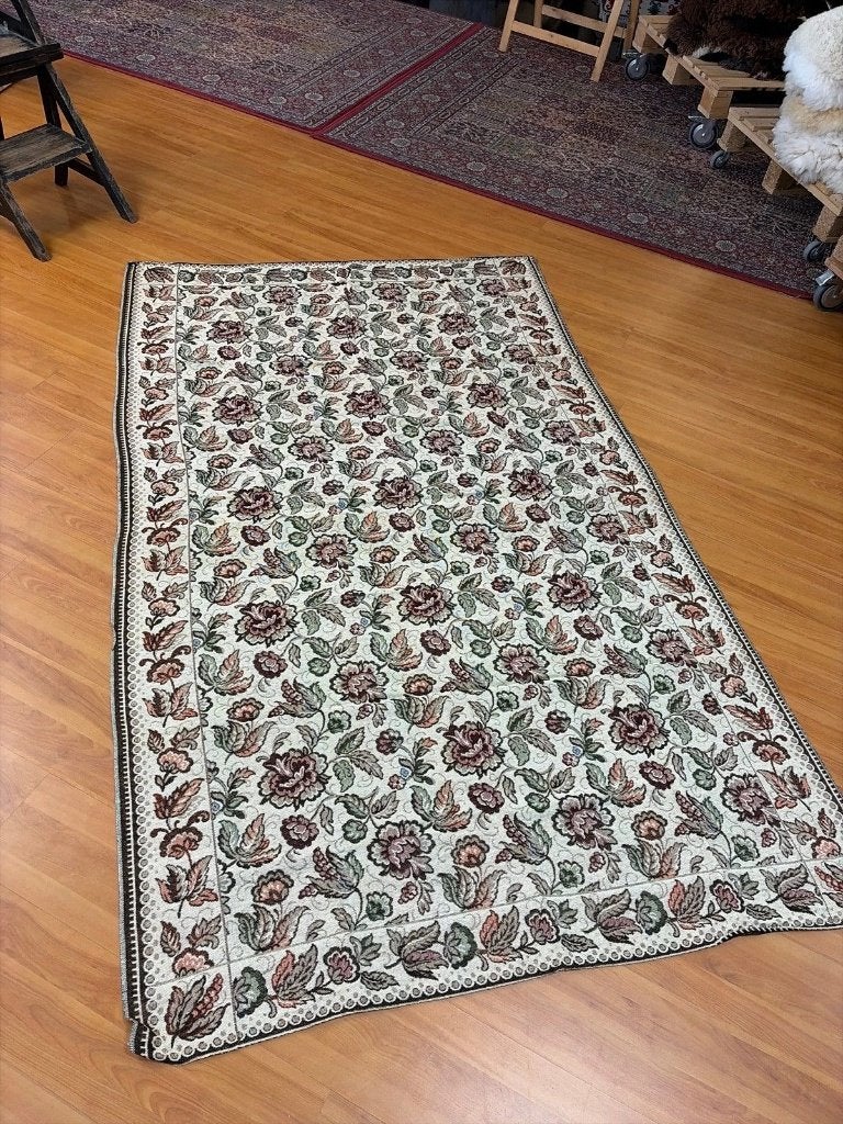 Vintage tafelkleed bloemen beige roest groen 230/138, Huis en Inrichting, Gebruikt, Djt@dejuistetoon.eu, Ophalen of Verzenden