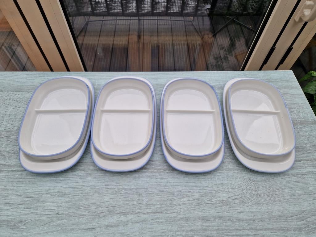 KLM Servies: Ovale schalen met twee vakken en onderbord, Huis en Inrichting, Keuken | Servies, Keramiek, Ophalen of Verzenden