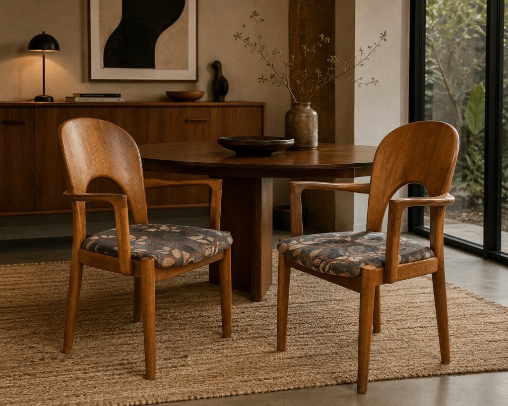 Niels Koefoed Larssen Morten stoelen Danish Teak, Huis en Inrichting, Stoelen, Ophalen, Danish Modern Deens Scandinavisch, Overige materialen