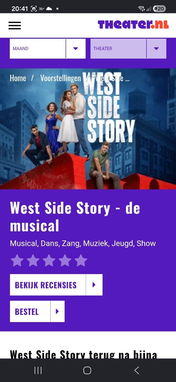 Musical westsidestory martiniplaza voor vandaag, Twee personen