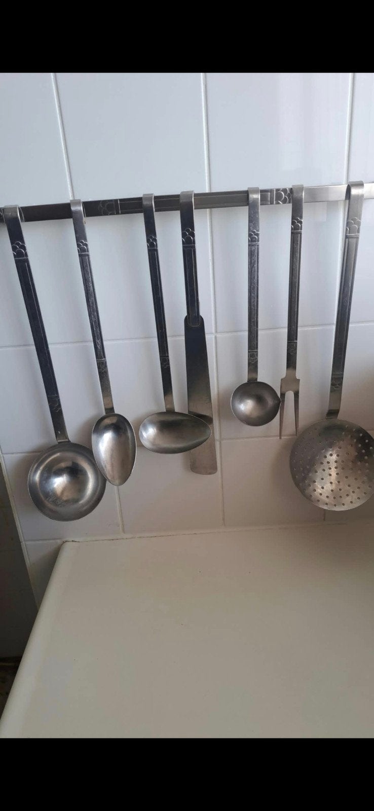 Vintage Roestvrijstaleni Set met Ophangrek, Ophalen, Zilver, Metaal, Overige typen