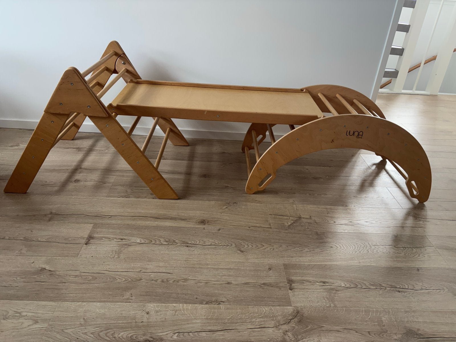Luna Toys Klimrek, Glijbaan en Schommel/Wieg, Ophalen, Zo goed als nieuw, Glijbaan