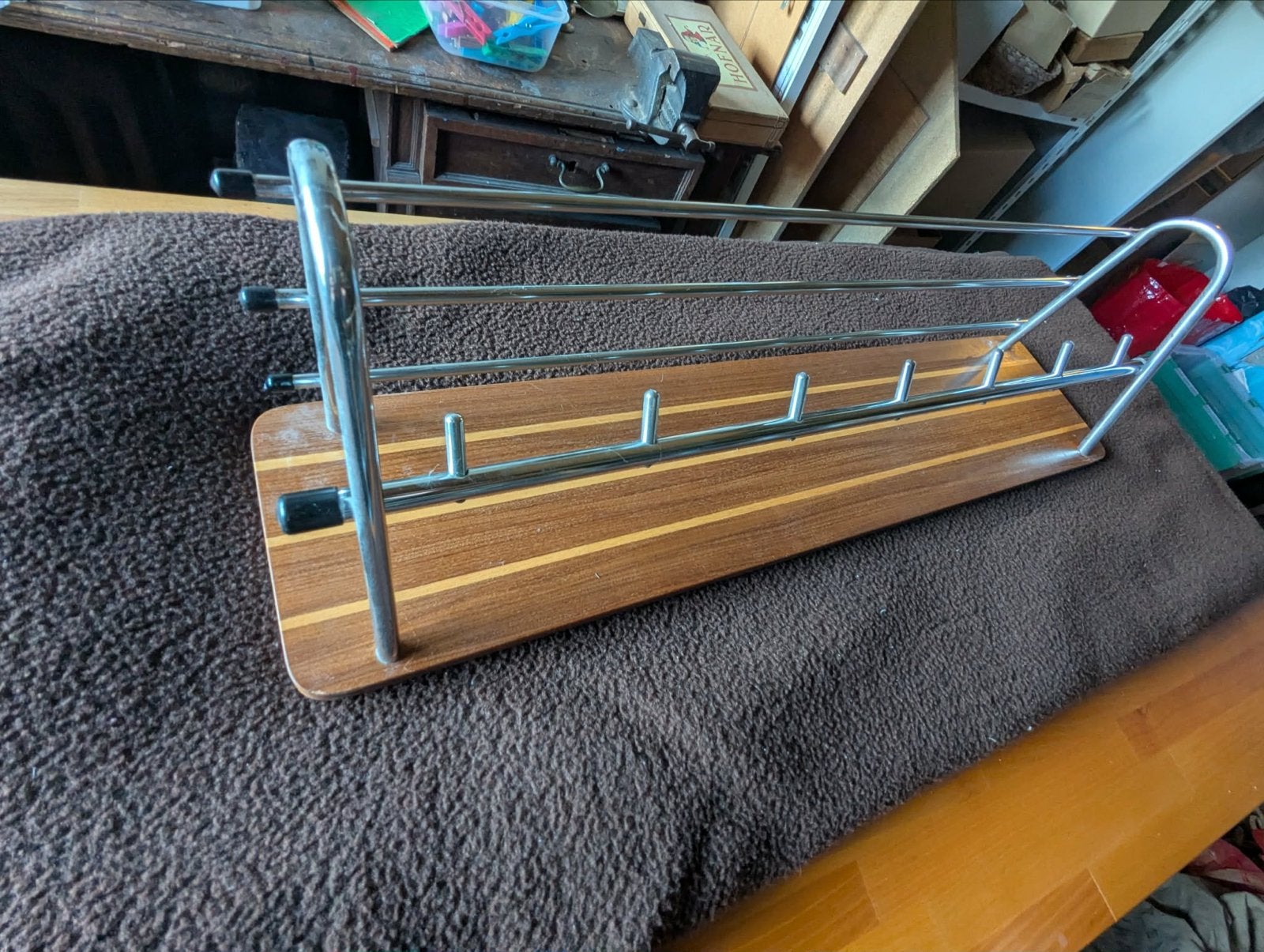 Vintage wandkapstok met hoedenplank en haken, Huis en Inrichting, Gebruikt, Minder dan 100 cm, Hout, Ophalen