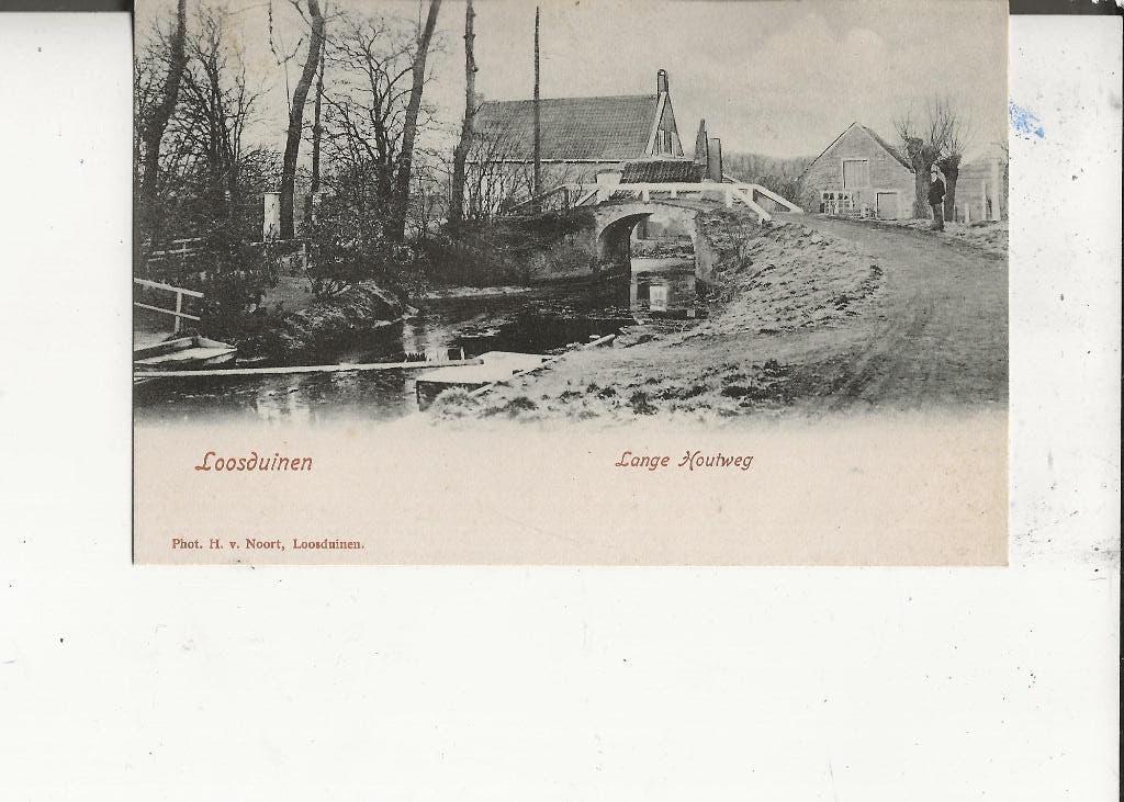 Loosduinen Lange Houtweg met brug en versperring 1900, Ophalen of Verzenden, Voor 1920, Ongelopen, Zuid-Holland