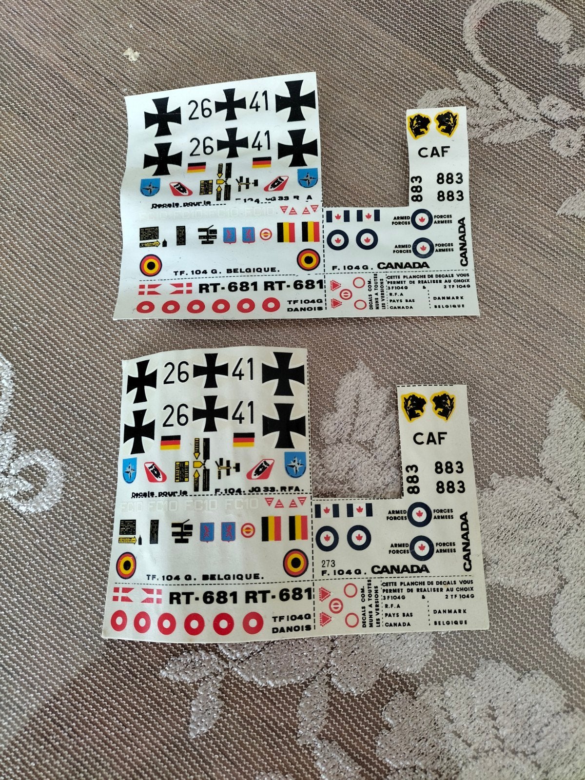 2x F-104 starfighter decals, 1/72, 1:72 tot 1:144, Gebruikt, Ophalen of Verzenden, Vliegtuig