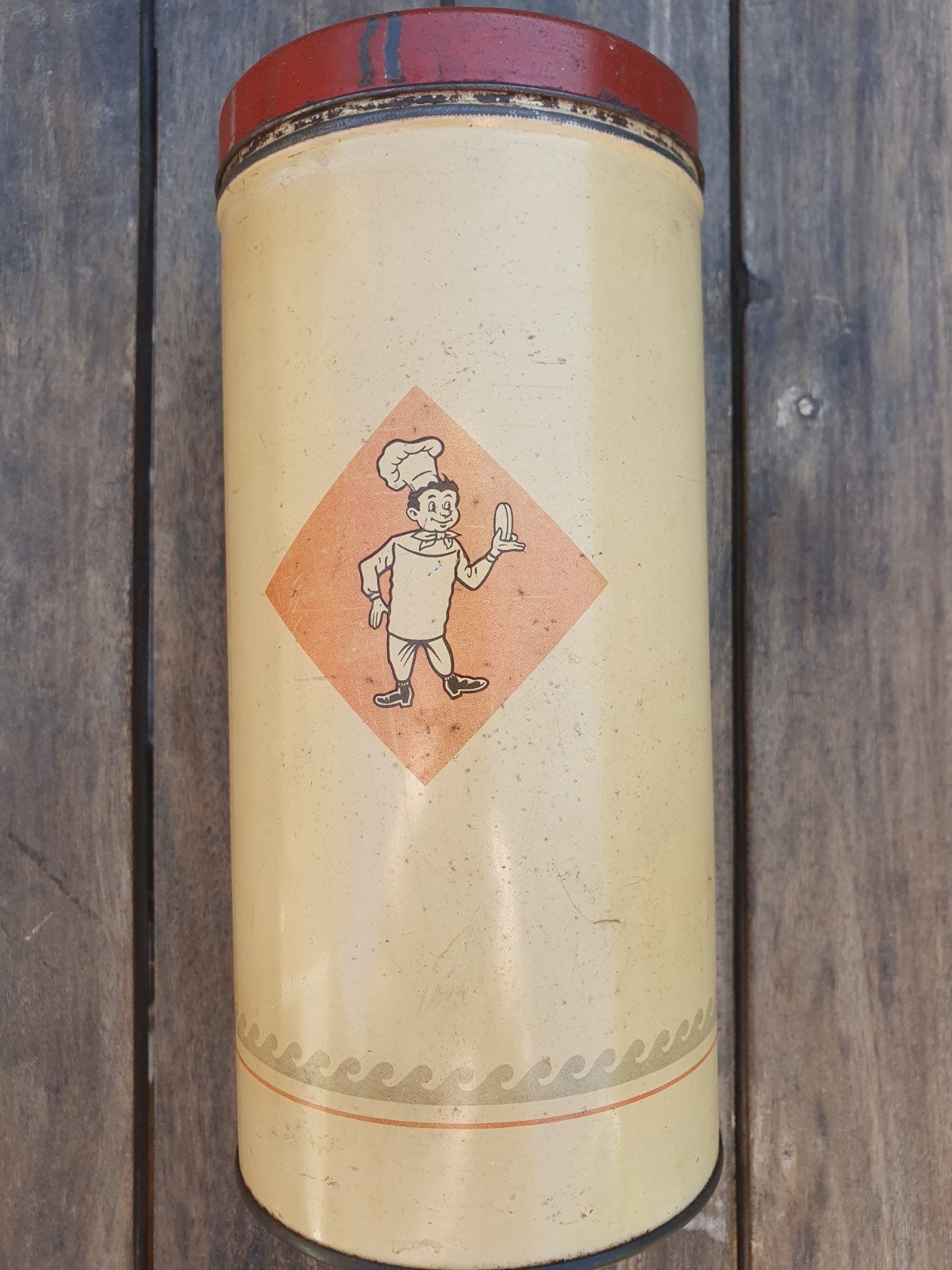 Retro Bolletje beschuitbus met bakker-logo, Ophalen of Verzenden
