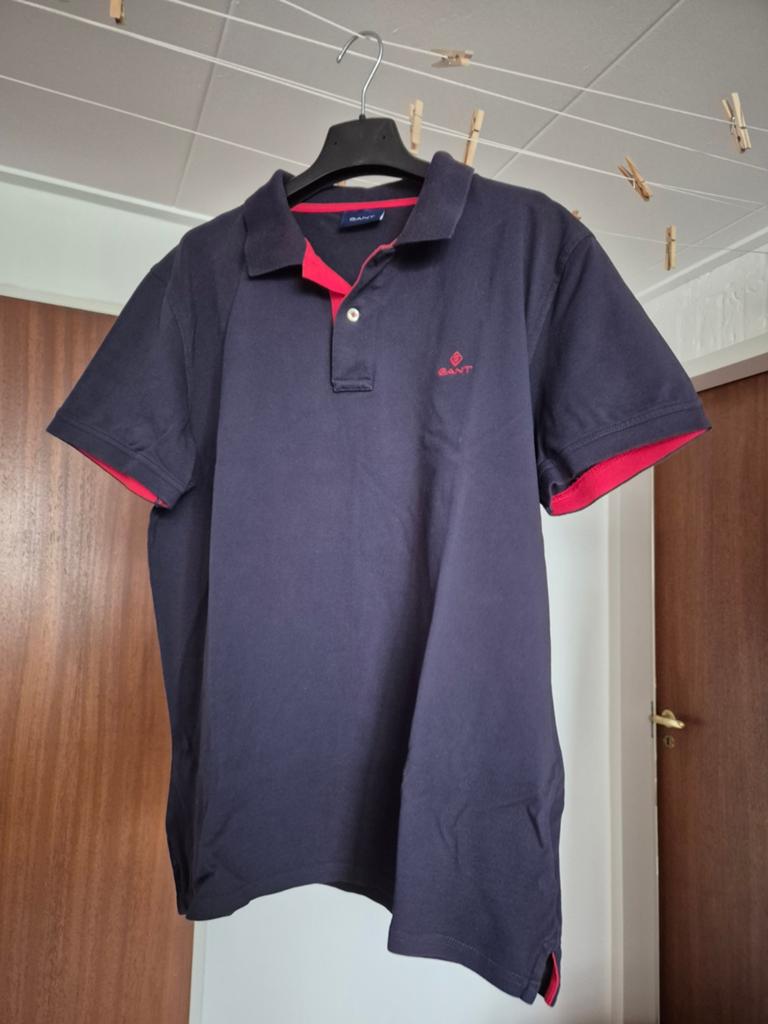 Donkerblauwe polo GANT maat XL, Kleding | Heren, Ophalen of Verzenden, Zo goed als nieuw, Maat 56/58 (XL), Blauw