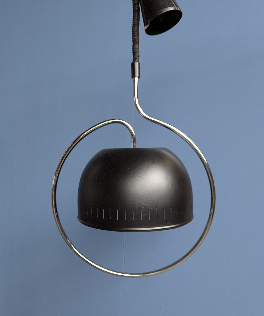 Vintage Dijkstra hanglamp, chrome/ staal, Gebruikt, Space age, vintage, retro, hanglamp, Dijkstra, Metaal, E27 (groot)