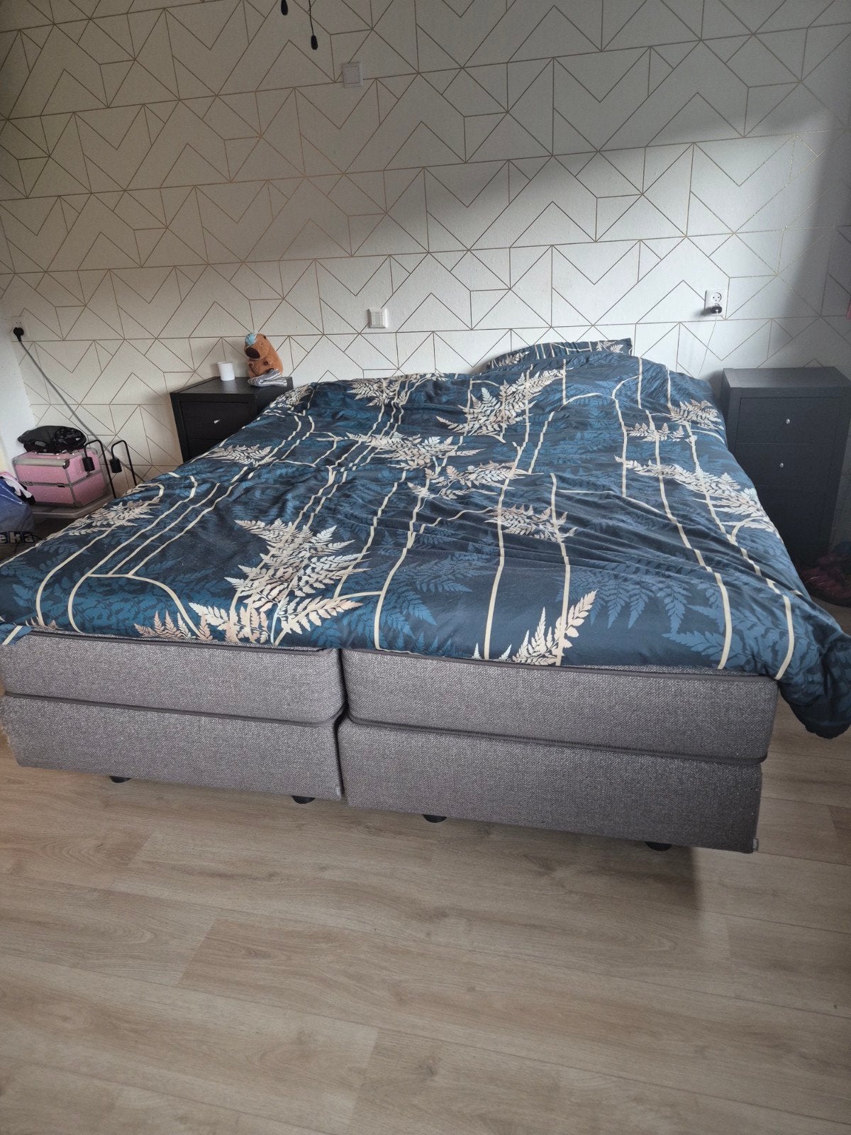 Auping elektrisch verstelbare boxspring 180x220 met topper, Ophalen, Tweepersoons, 180 cm, 220 cm