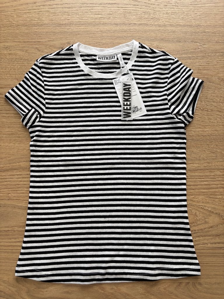 Gestreept shirt, Wit, Nieuw, Weekday, Ophalen of Verzenden