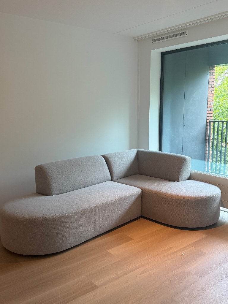 Beige bank, Huis en Inrichting, Ophalen, Hoekbank, 75 tot 100 cm, Zo goed als nieuw