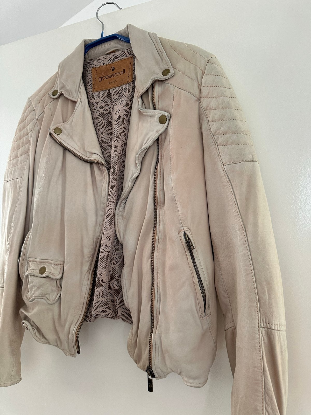 Goosecraft echt leren jasje ( L maar valt kleiner), Ophalen of Verzenden, Gedragen, Maat 38/40 (M), Beige
