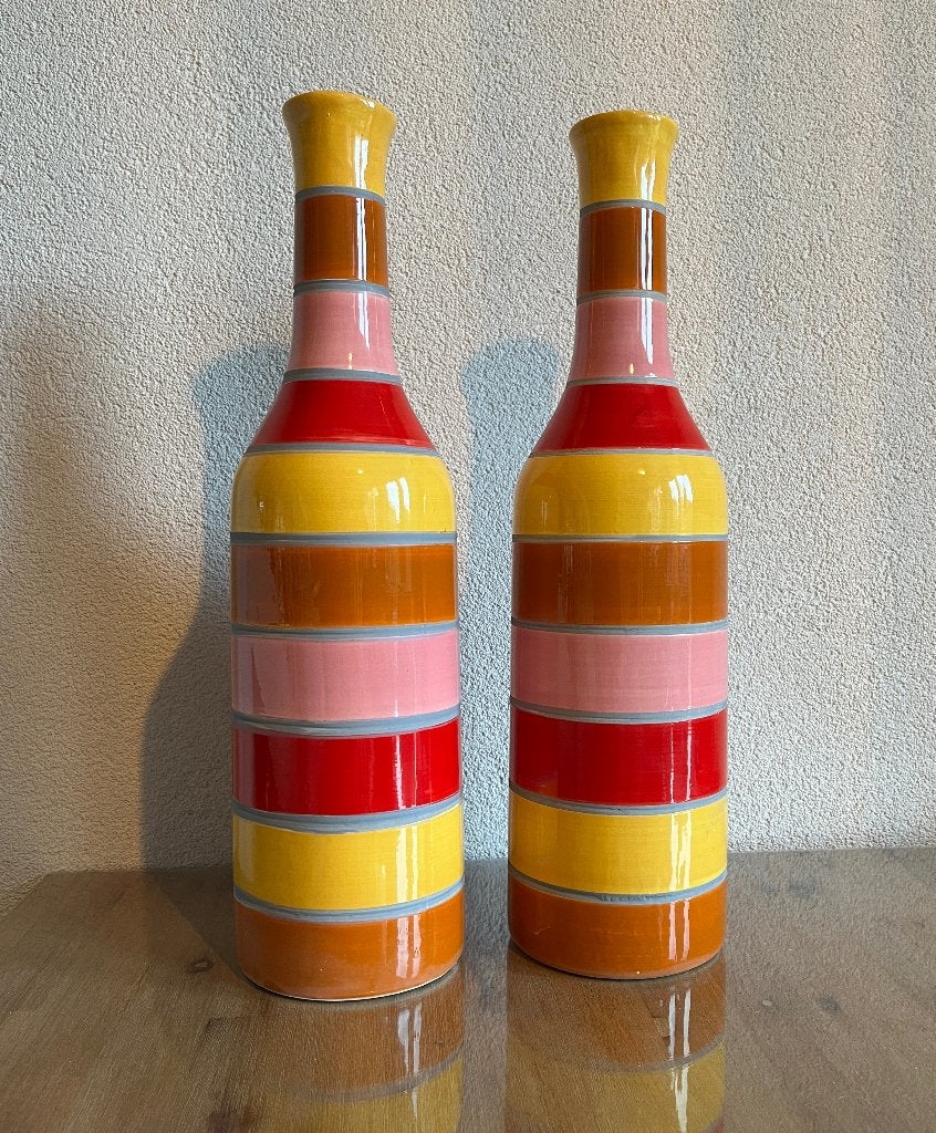 Twee siervazen, Huis en Inrichting, Woonaccessoires | Vazen, Meerkleurig, 41 cm, Ophalen of Verzenden, Zo goed als nieuw
