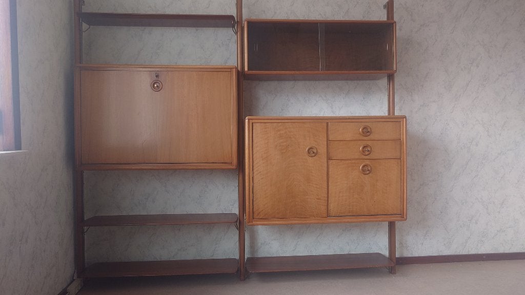 Modulair wandmeubel William Watting, Fristho, Huis en Inrichting, Kasten | Wandmeubels, Ophalen, Gebruikt, 150 tot 200 cm, Teakhout
