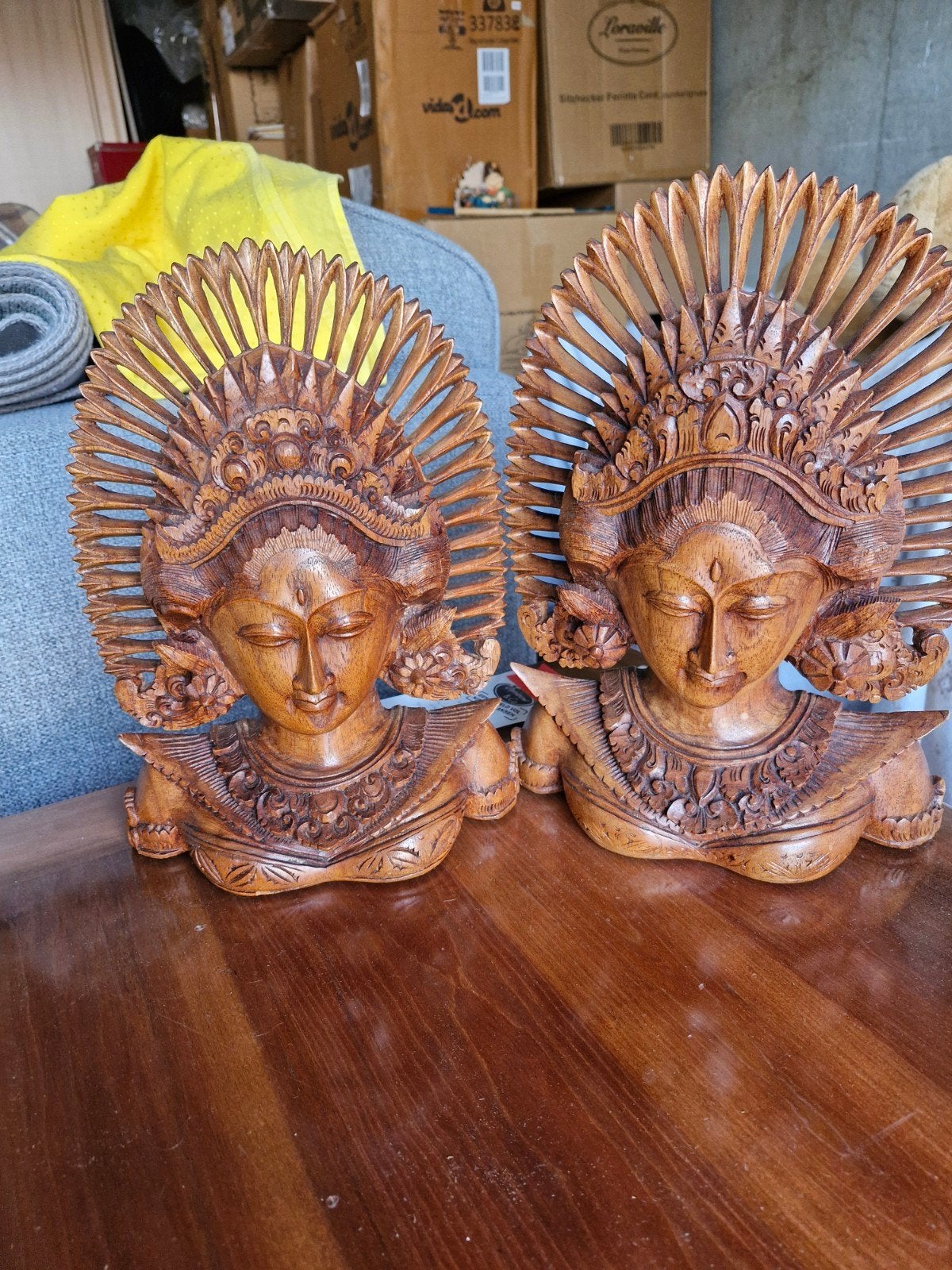 Houtgesneden Buste Sri Dewi Bali Indonesië, Buste, Ophalen of Verzenden, Handgemaakt, Hout