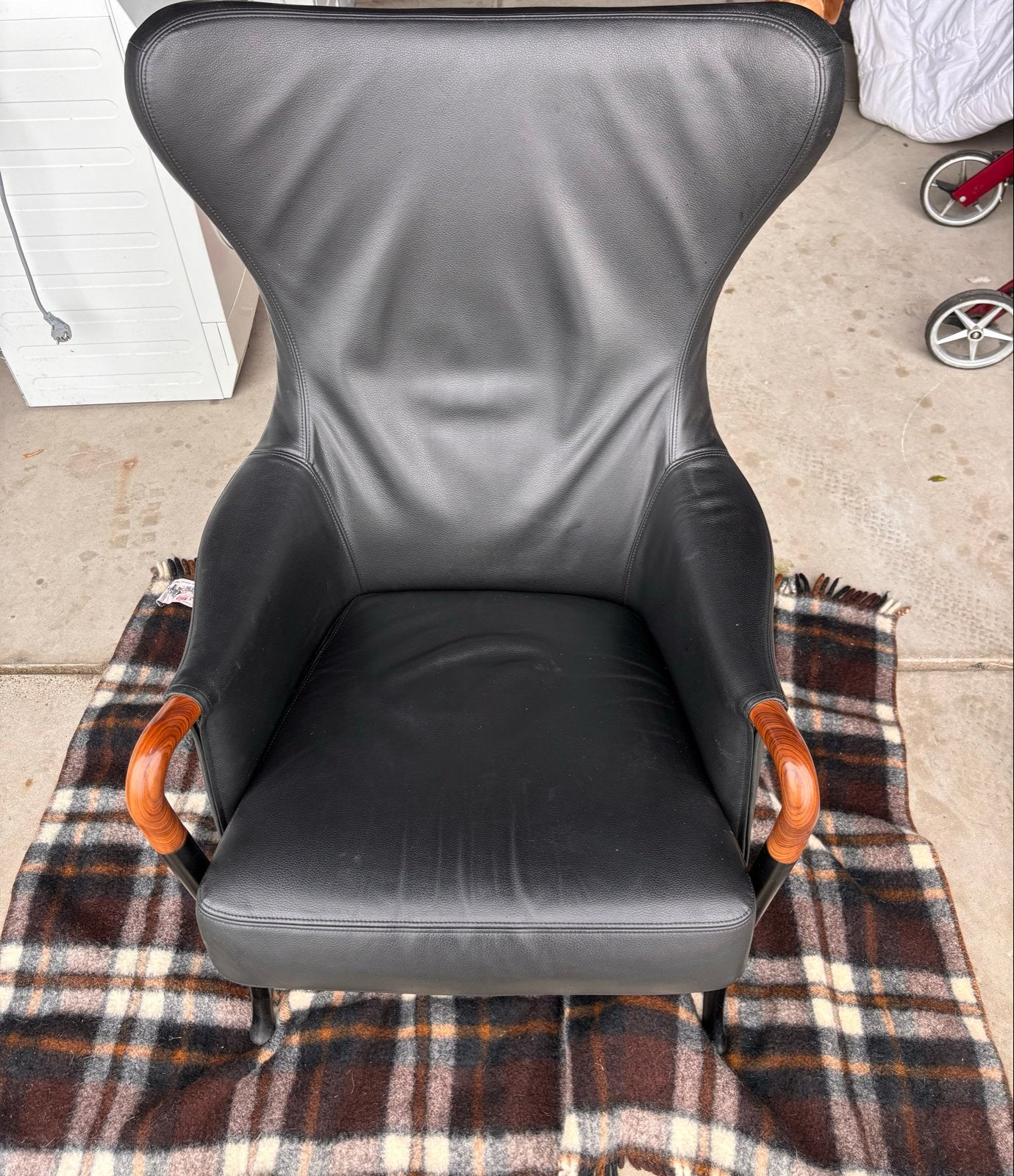 Giorgetti Leren Fauteuil  - Zwart, Zo goed als nieuw, Ophalen, Zwart, Leer, Zo goed als nieuw