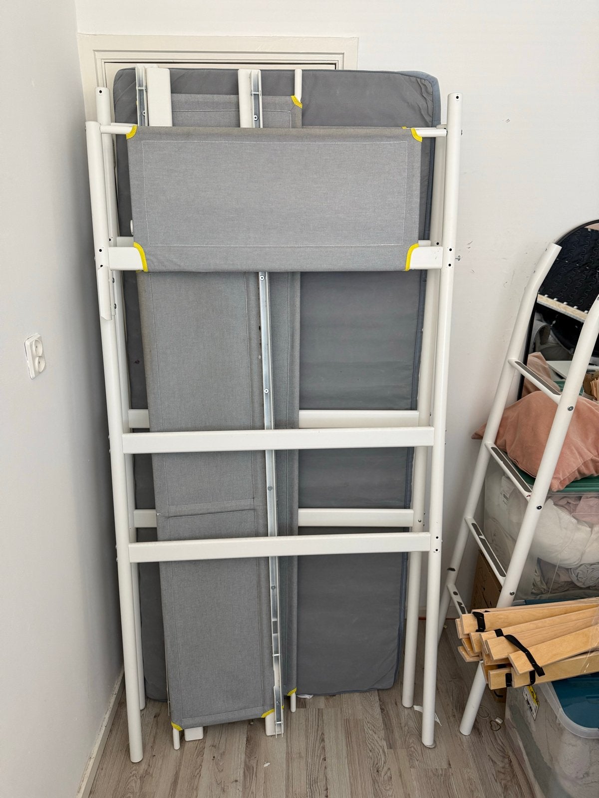 IKEA VITVAL Hoogslaper Wit/Lichtgrijs, Huis en Inrichting, Slaapkamer | Stapelbedden en Hoogslapers, Eenpersoons, Ophalen of Verzenden