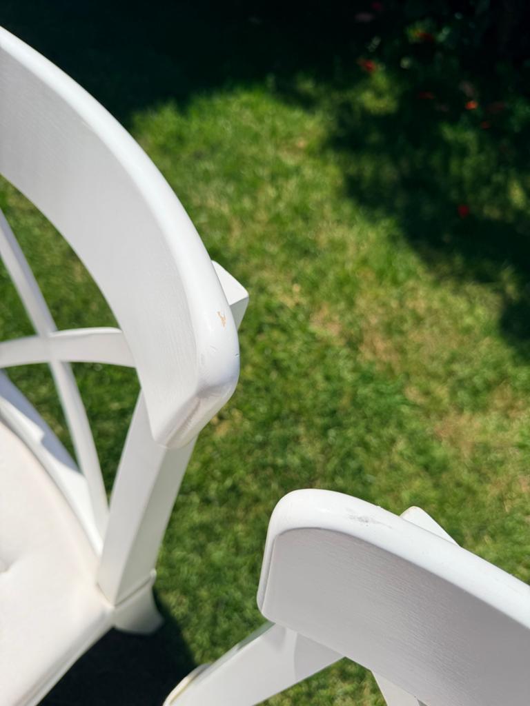 5x IKEA Ingolf stoelen - Gebruikt, inclusief kussentjes, Ophalen, Gebruikt, Wit, Vijf, Zes of meer stoelen