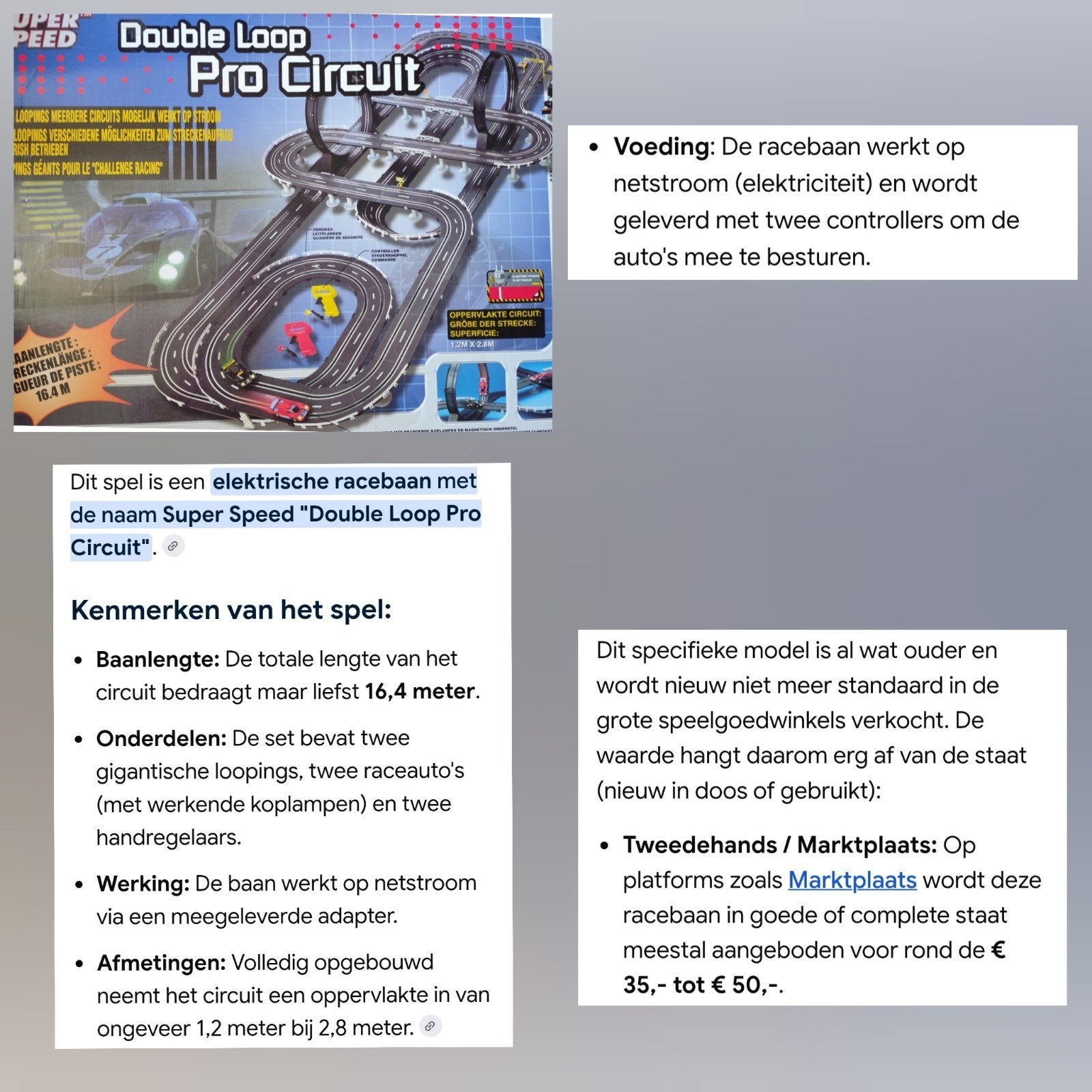 Super Speed Double Loop Pro Circuit, Ophalen