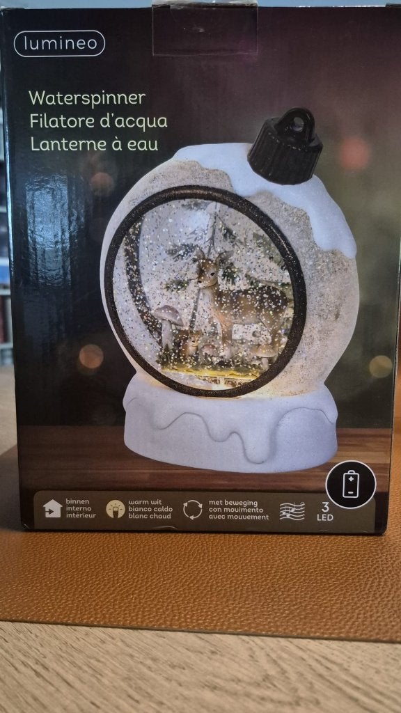 Lumineo LED Waterspinner Kerstbal - Hert, Ophalen, Zo goed als nieuw