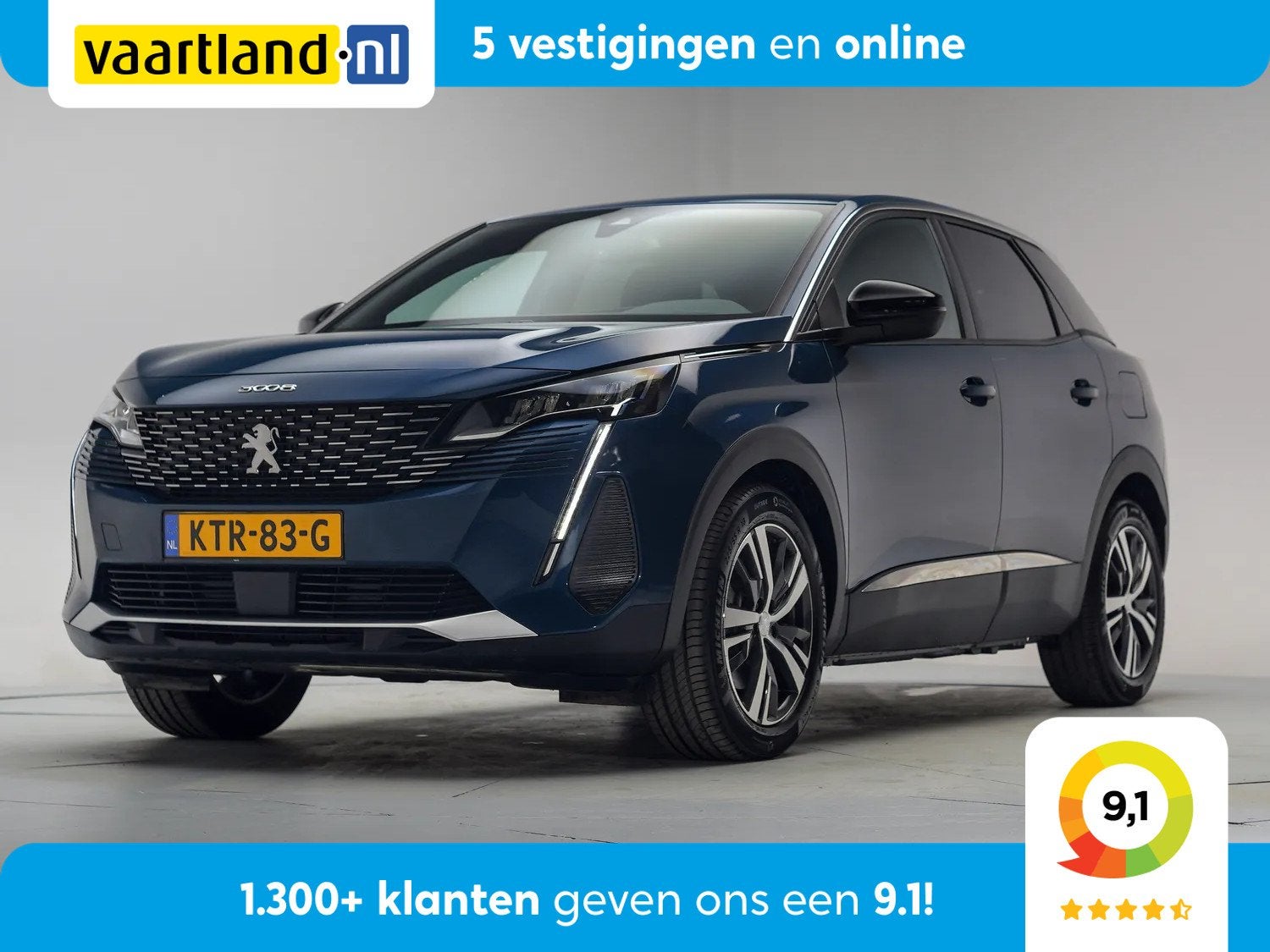 Peugeot 3008 Hybrid 180 Allure pack [ Navi Apple/Android Cli, Auto's, Blauw, Plug-in hybride, Bedrijf, Hybride Elektrisch/Benzine
