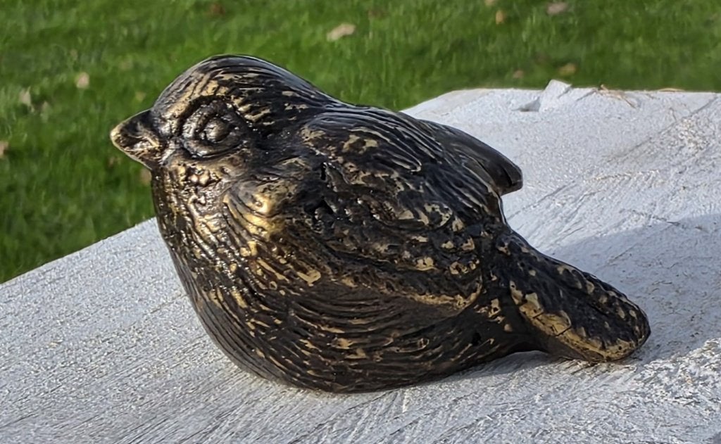 MINI MUSJE / VOGELTJE / BRONS, Dierenbeeld, Nieuw, Metaal, Info@huisentuindecoratiemarie.nl